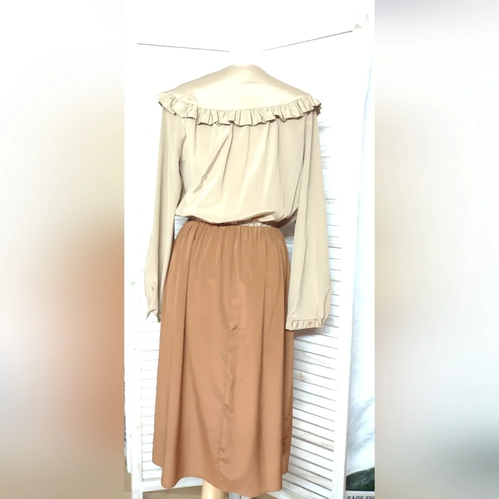 Vintage Dress lEegant Tan Skirt - Picture 9 of 13